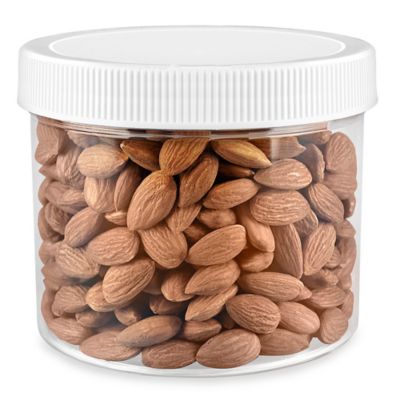 Clear Round Wide-Mouth Plastic Jars Bulk Pack - 32 oz, White Cap S-9937B-W