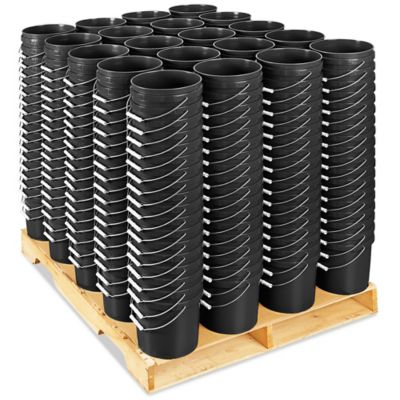 Plastic Pail Skid Lot - 2 Gallon, Black S-9941BLS