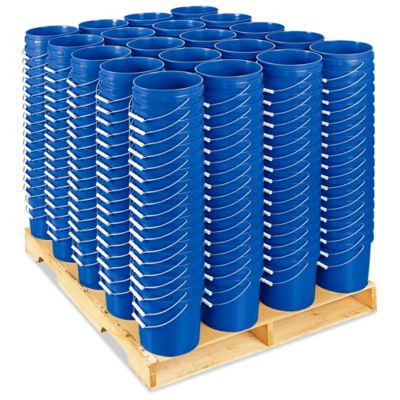 Plastic Pail Skid Lot - 2 Gallon, Blue S-9941BLUS