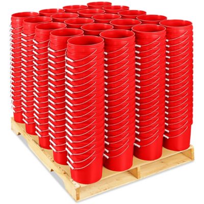 Plastic Pail Skid Lot - 2 Gallon, Red S-9941RS
