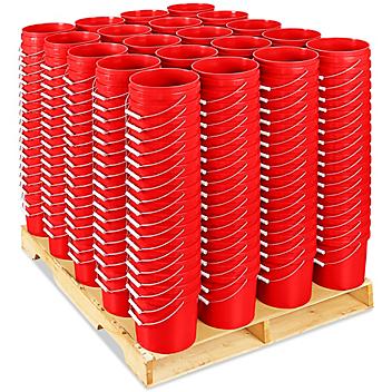 Plastic Pail Skid Lot - 2 Gallon, Red S-9941RS