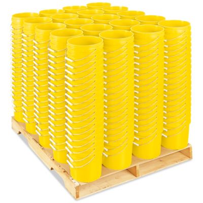 Plastic Pail Skid Lot - 2 Gallon, Yellow S-9941YS