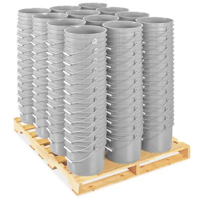 Plastic Pail Skid Lot - 3.5 Gallon, Gray S-9942GRS