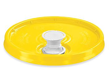 Lid with Spout for 3.5, 5, 6 and 7 Gallon Plastic Pail - Yellow S-9943Y