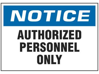 "Authorized Personnel Only" Sign - Vinyl, Adhesive-Backed S-9961V