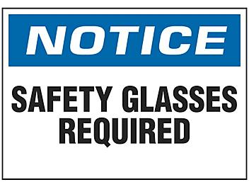 "Safety Glasses Required" Sign - Vinyl, Adhesive-Backed S-9962V