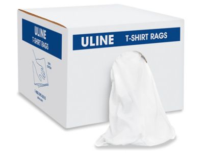 Premium White T-Shirt Rags - 50 lb box S-13711 - Uline