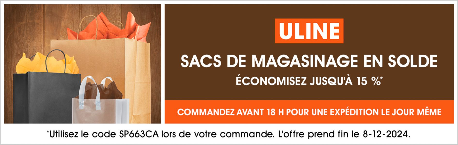 SP663CA Retail Shopping Bag Sale, Économisez jusqu'à 15 %, Utilisez le code SP663CA, L'offre prend fin le 12/8/24