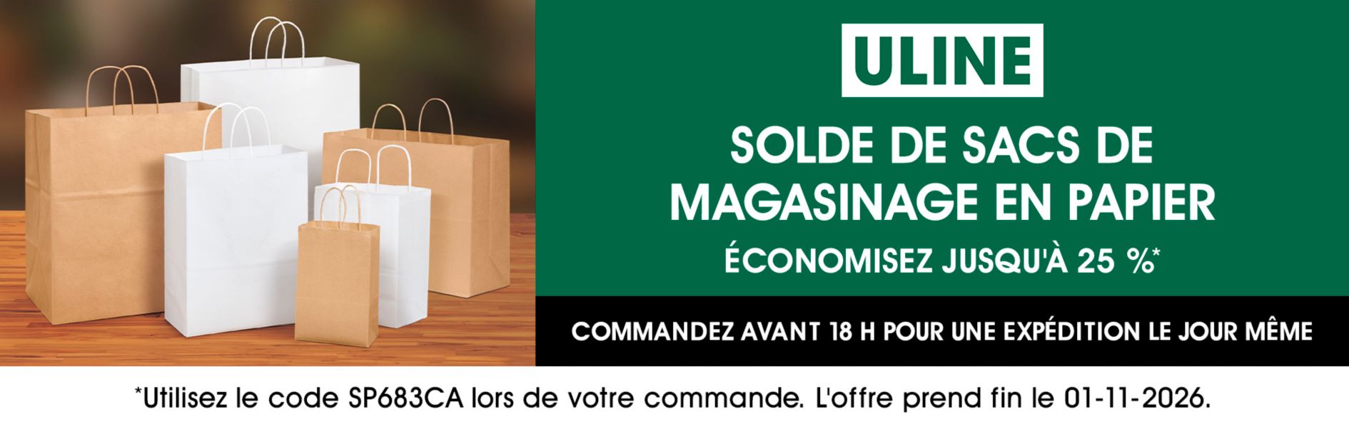 SP683CA Retail Shopping Bag Sale, Économisez jusqu'à 25 %, Utilisez le code SP683CA, L'offre prend fin le 11/1/26