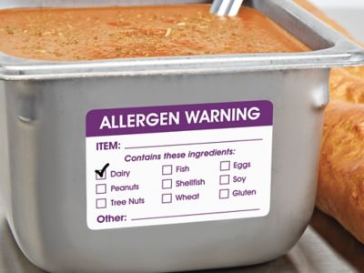 Étiquettes adhésives pour allergènes alimentaires