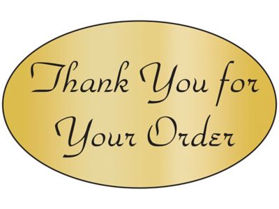 Étiquettes adhésives de commerce – « Thank You for Your Order », 1 1/4 x 2 po, ovale