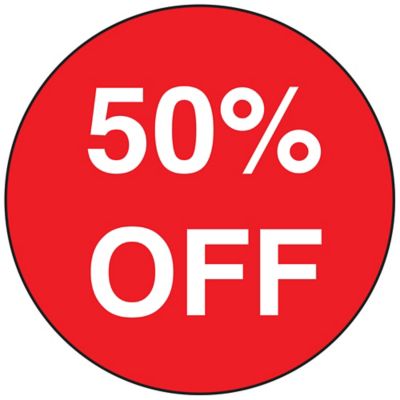 Étiquettes adhésives de commerce – « 50% Off », 1 po, circulaire