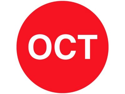 Étiquettes adhésives mois de l'année – « OCT », 1 po, circulaire