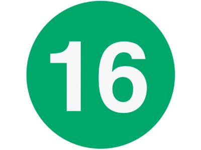 Étiquettes adhésives – « 16 », 2 po, circulaire