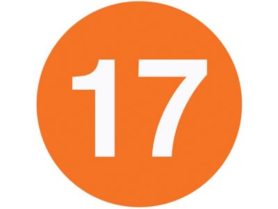 Étiquettes adhésives – « 17 », 2 po, circulaire
