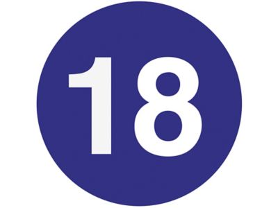 Étiquettes adhésives – « 18 », 2 po, circulaire