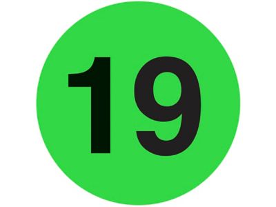 Étiquettes adhésives – « 19 », 2 po, circulaire
