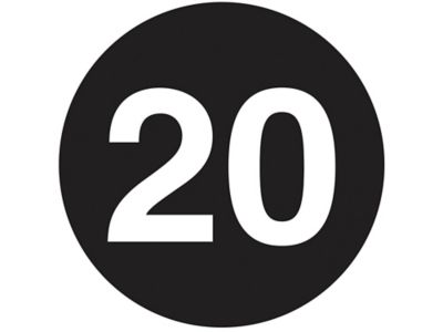 Étiquettes adhésives – « 20 », 2 po, circulaire