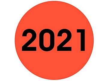 Etiquetas Adhesivas Circulares para Control de Inventario - "2021"
