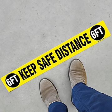 Warehouse Floor Sign - "Keep Safe Distance 6 Ft"