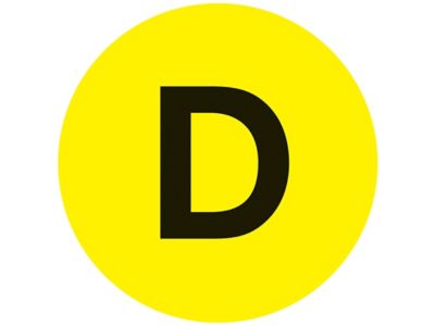 Étiquettes adhésives – « D », 1 po, circulaire