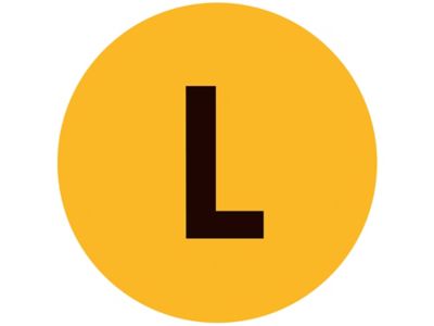 Étiquettes adhésives – « L », 1 po, circulaire