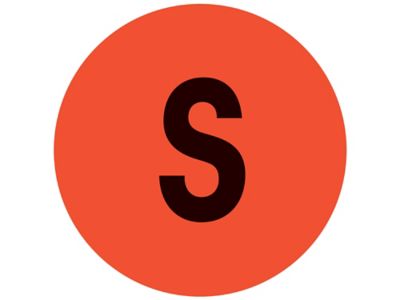 Étiquettes adhésives – « S », 1 po, circulaire