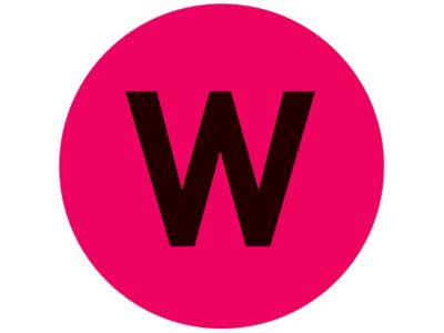 Étiquettes adhésives – « W », 1 po, circulaire