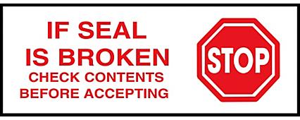 Preprinted Tape - "If Seal Is Broken... Stop", 2" x 55 yds, White