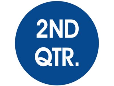 Étiquettes adhésives – « 2nd Qtr », 2 po, circulaire