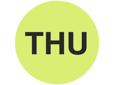 Étiquettes adhésives – « THU », 1 po, circulaire