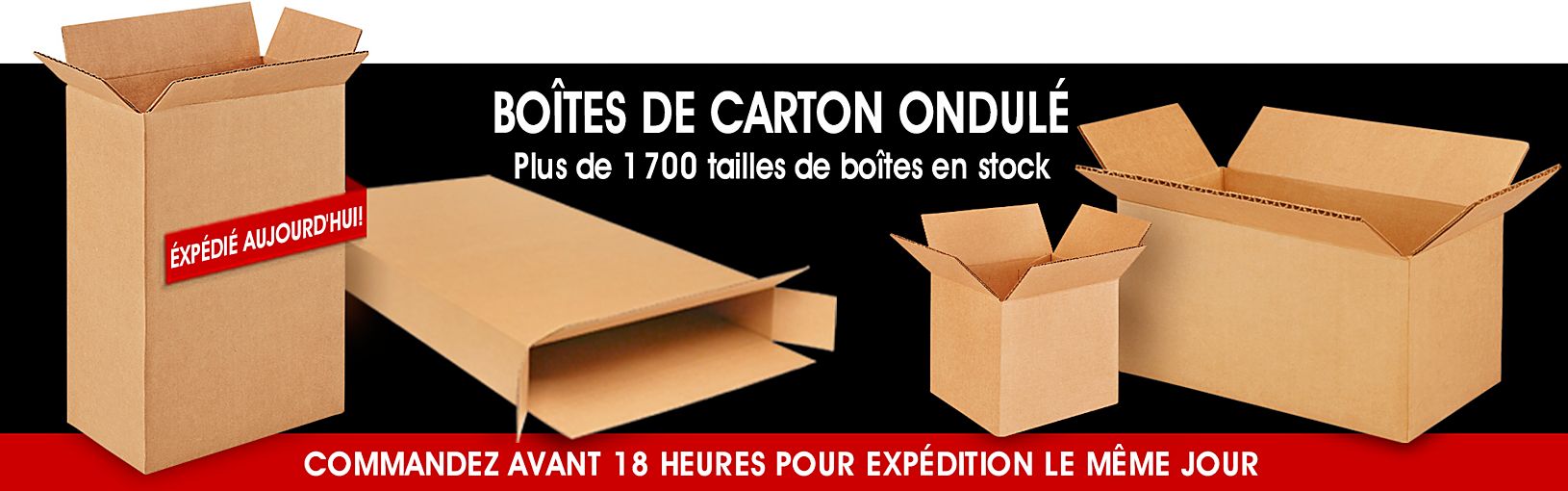 Boîtes de carton ondulé – Plus de 1 650 dimensions de boîtes en stock. Commandez avant 6 PM pour l'expédition le jour même.