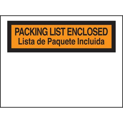 Spanish Packing List Envelopes