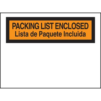 Spanish Packing List Envelopes