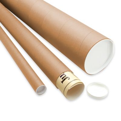 Kraft Mailing Tubes with End Caps - 4 x 20, .080 thick S-12086 - Uline