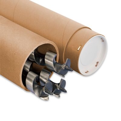 Kraft Mailing Tubes with End Caps - 4 x 24, .080 Thick - ULINE - Carton of 25 - S-3616