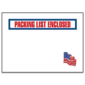 American Flag Packing List Envelopes