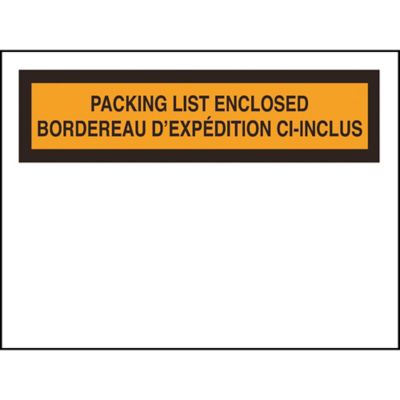 ENVELOPPE ADHÉSIVE CLAIRE BILINGUE POUR BORDEREAU D'EXPÉDITION 4''x5'' - Enveloppes  d'expédition et de bordereaux