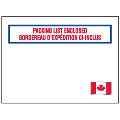 Canadian Flag Packing List Envelopes