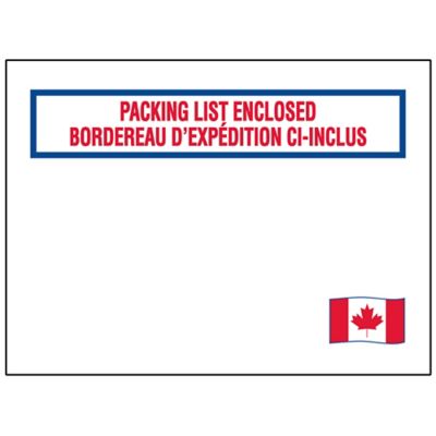 Enveloppes de bordereau d'expédition avec drapeau canadien