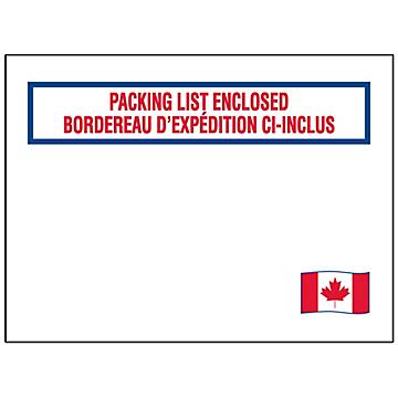 Enveloppes de bordereau d'expédition avec drapeau canadien