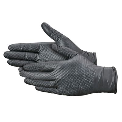 Uline Guantes de Látex Negros - Libres de Talco, Grandes S-19810L