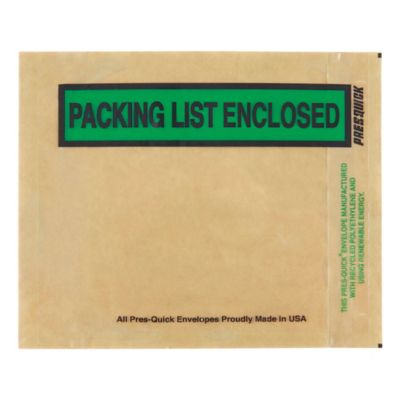 Enveloppes de bordereau d'expédition français/anglais – « Packing List  Enclosed », 4 1/2 x 5 1/2 po S-24441 - Uline