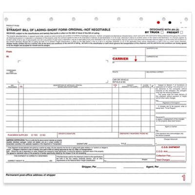 Custom Printed Bill of Lading