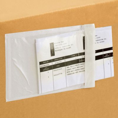 Enveloppes de bordereau d'expédition à ouverture latérale – 3 1/2 x 5 po,  transparent S-2978 - Uline