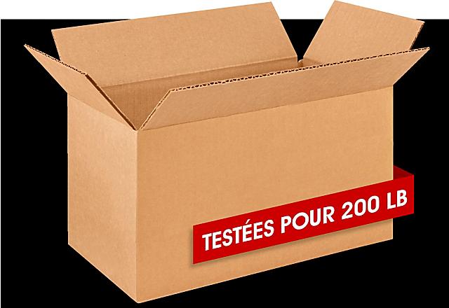 Boîtes de carton ondulé – Testé pour 200 lb