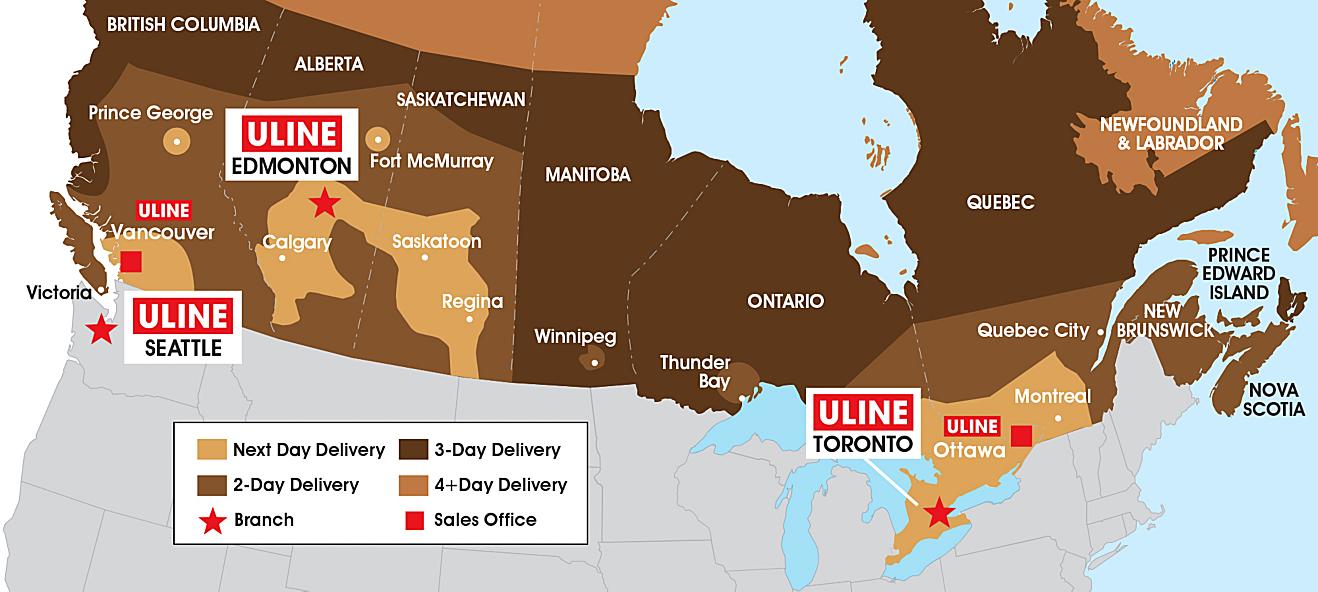 Canada Uline Locations Map