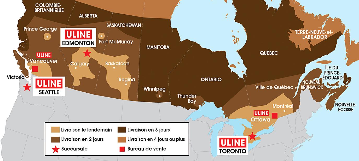 Canada Uline Locations Map