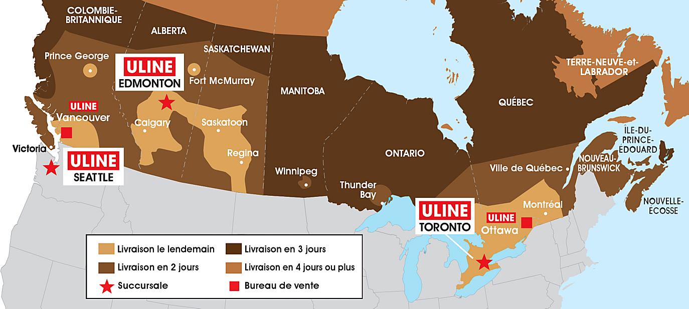 Canada Uline Locations Map