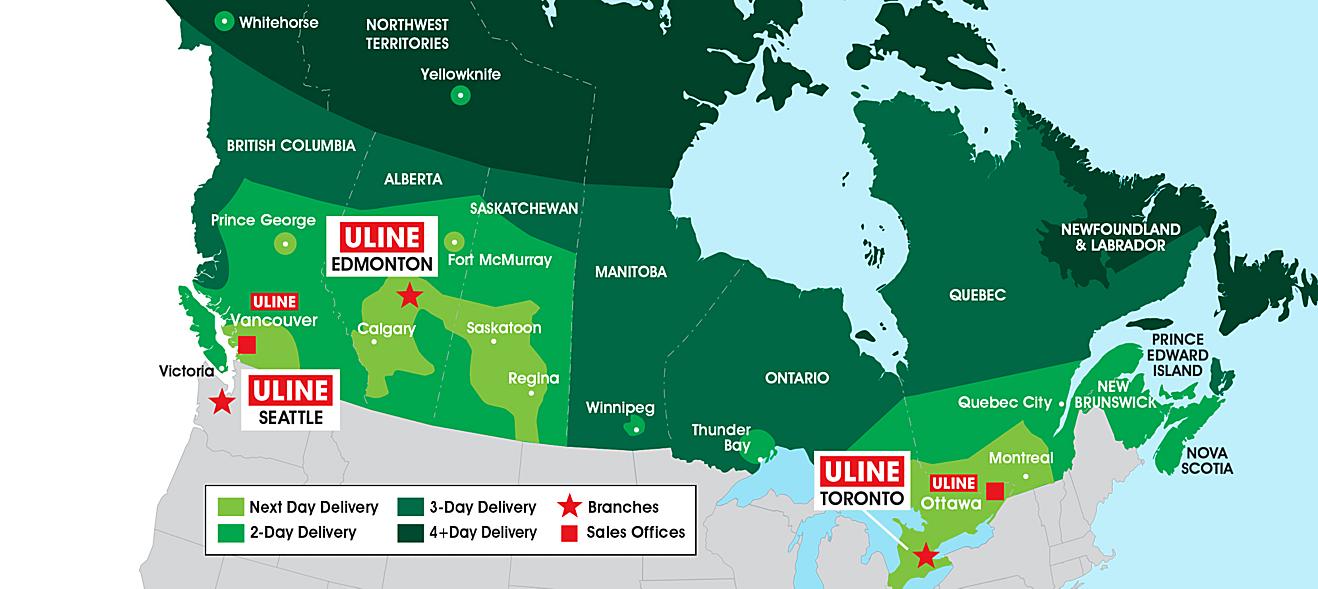 Canada Uline Locations Map